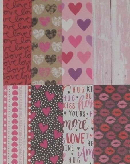 8pcs 6X6 Valentine, Love, Heart, Lips PAPER Card Tag Making, Scrapbooking