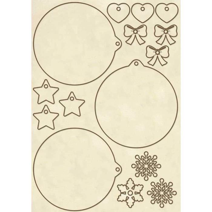 Stamperia Cards Wooden frame A5 size Christmas spheres