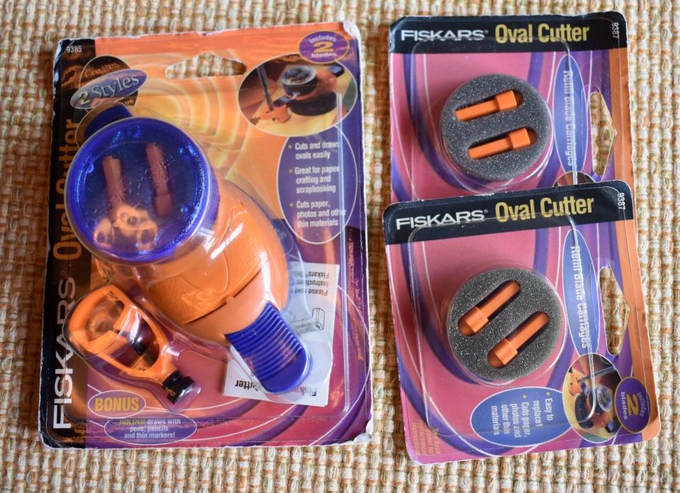 NEW Fiskars Oval Cutter #9385 PLUS 4 Refill Cartidge Blades#9387-scrapbooking