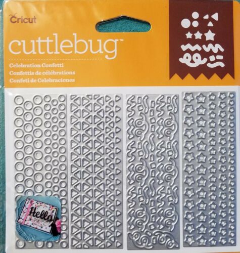 Cricut Cuttlebug Celebration Confetti Cut & Emboss Die Set Party Birthday Shaker