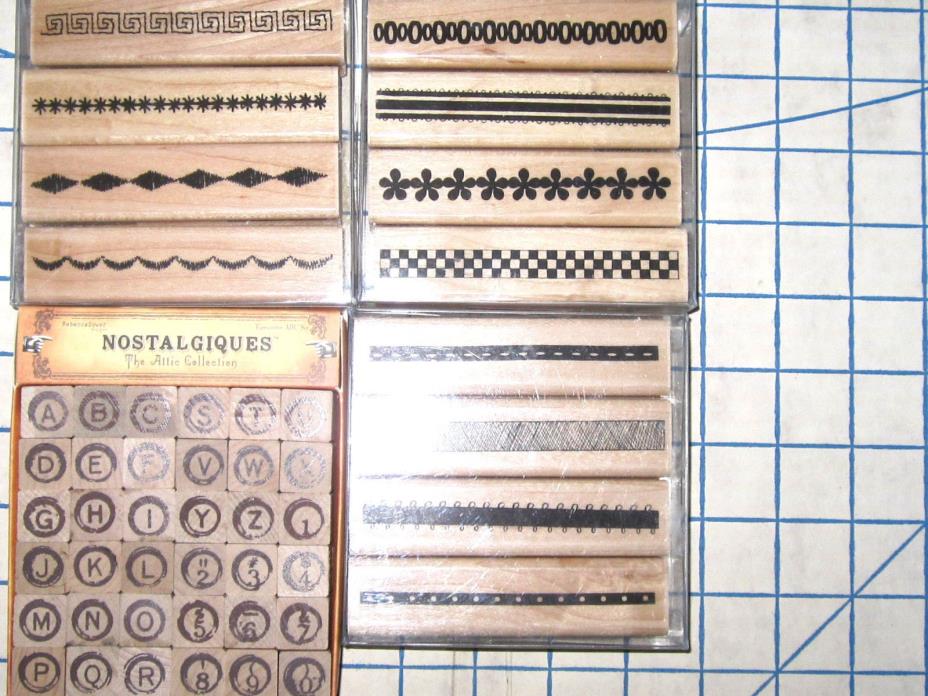 Lot of 12 Penny Black Border Rubber Stamps 1 Set Nostalgiques Alphabet and #'s