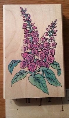 Foxglove Flower Stalks Blossoming Blooms Rubber Stamp by Rubber Stampede