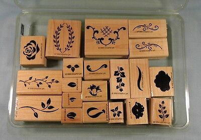Stampin Up Rubber Stamp Set Hand Painted Petites 1999 Set 20 Flowers Leaves