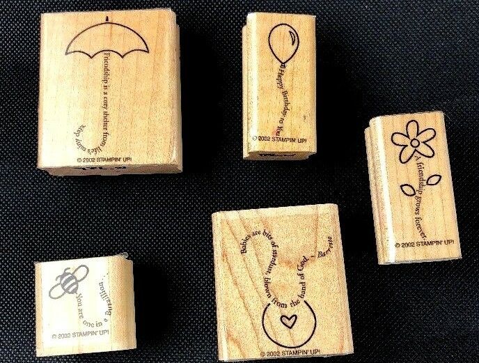 5 Stampin Up 2002 Cute Sayings Friendship  ~ Rubber Stamp Set