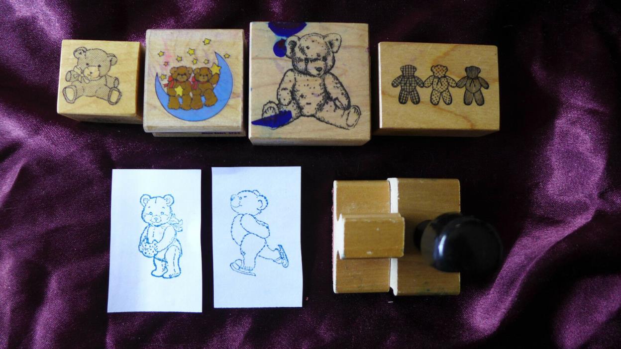 Teddy Bear Bears Rubber Stamp Lot Vintage Rare PSX Baby