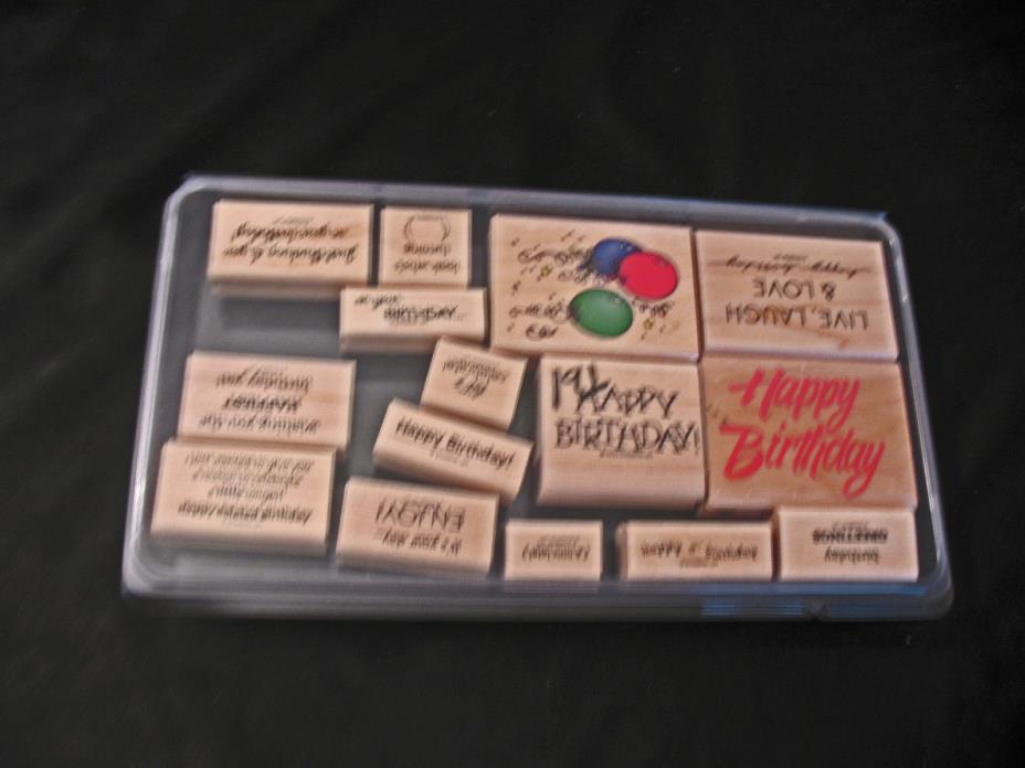 Stampin' Up! 5 Rubber Stamps Congratulations Happy Birthday Seasons Greetings 92