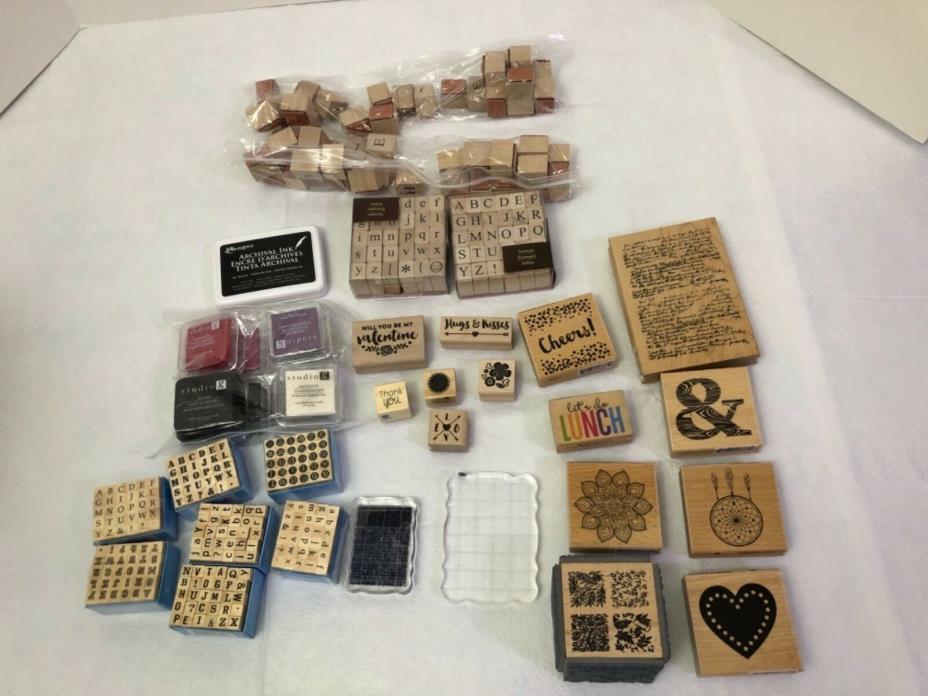 Rubber Stamps And Studio G Ink Lot With Alphabets Upper Case And Lower Case