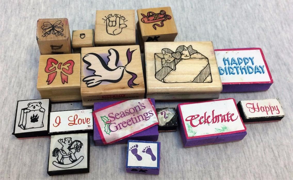 Set of 15 Rubber Stamps Party Birthday Etc.