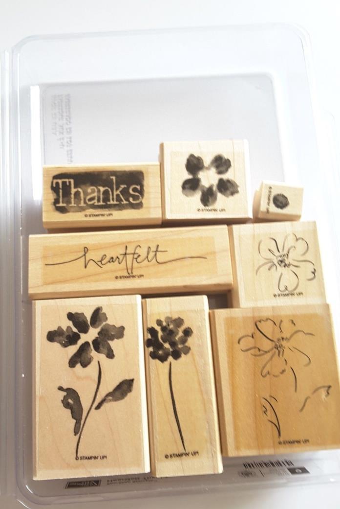 Stampin' Up Heartful Thanks 8 pc Mounted Rubber Daisy Dandelion Flower