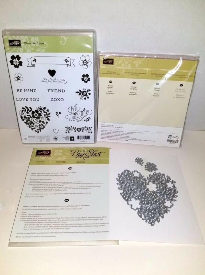 STAMPIN UP Bloomin' Love Heart Dies & Stamps & Sending Love Designer Paper Stack