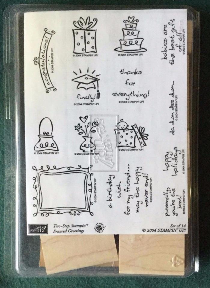 Two-Step Stampin FRAMED GREETINGS  Stamp - 2004 Stampin' Up Set of 14- Uncut