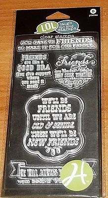 CLEAR ACRYLIC HAMPTON ART STAMPS FRIENDS ~ We'll be friends till... wks CTMH blk