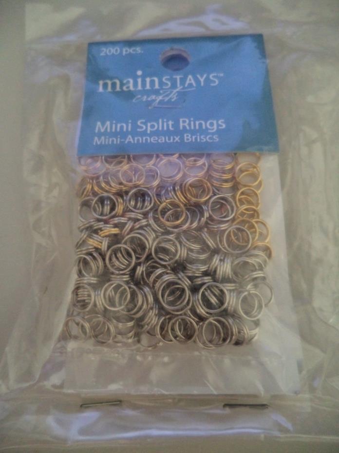 MAINSTAYS SPLIT RINGS - 200 PIECES X 12 PACKAGES  - GOLD TONE & SILVER TONE