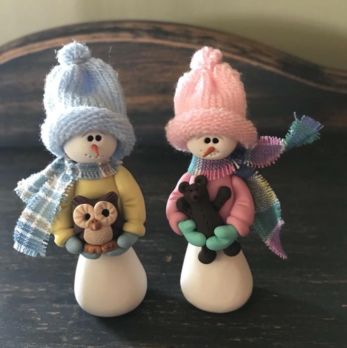 Six Tiny 1” Handmade Blue Knit Hats