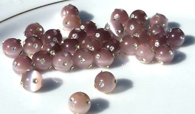 8mm Cats Eye Fiber Optic FIREBALL Beads - LIGHT AMETHYST - 5 BEADS