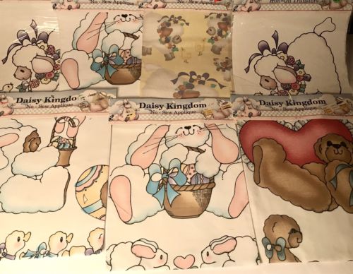 LOT Of 7 VTG DAISY KINGDOM  NO SEW /IRON ON TRANSFERS Bear Lamb Bunny Appliqués