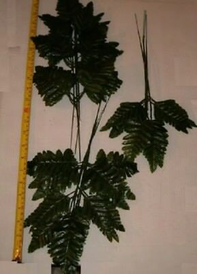 60 SILK LEATHER LEAF FERN STEMS ,MAKE MEMORIAL/ CEMETERY FLOWERS,FREE SHIPPING
