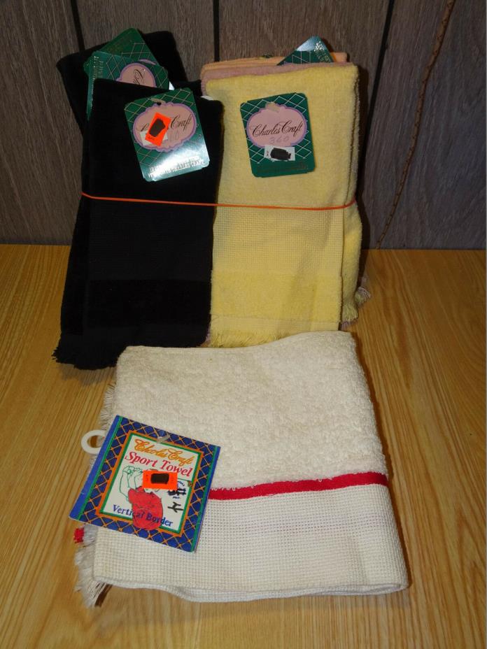 Lot of 11 New NOS Charles Craft Towels for Needlecraft Cross Stitch Velour&Sport