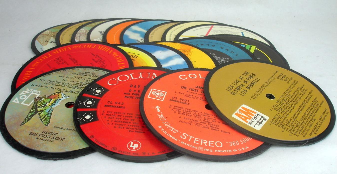 20 DIY Recycled Record Drink Coasters - Record Centers for you to finish