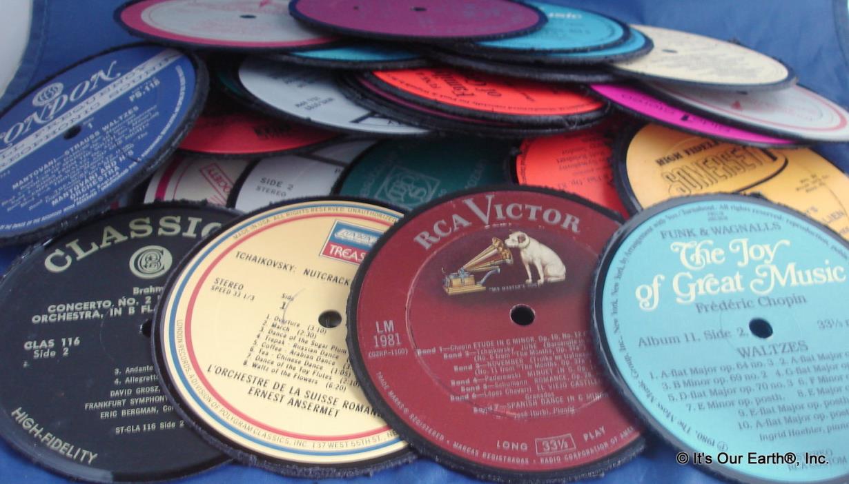 DIY Recycled Record Drink Coasters Set of 4 - Record Centers for you to finish