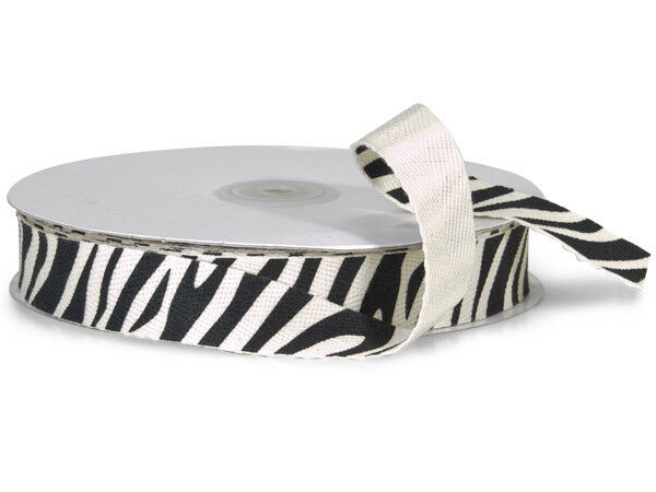Wild Animal Black Zebra Stripe Print Natural Cotton Ribbon 25 yd Hair Bows Gifts