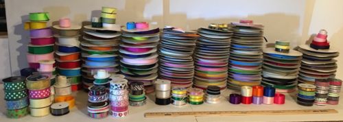 Lot  257 Spools of Assorted Colors, Sizes and Texture of Craft Ribbons, hairbows