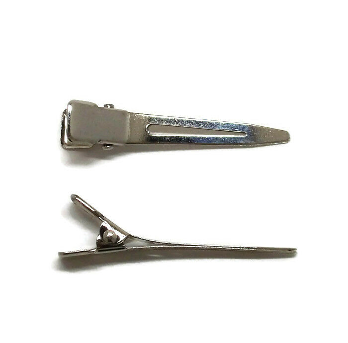 100 Single Prong Alligator Hair Bow Metal Clips Blank DIY Craft 45mm 1 3/4