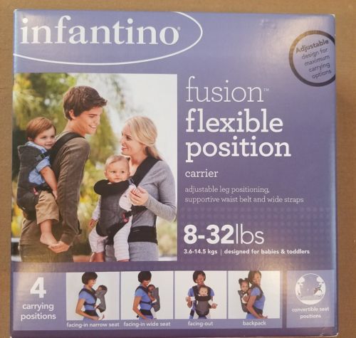 Brand New Infantino Fusion Flexible Position Baby Carrier, Grey infant back pack