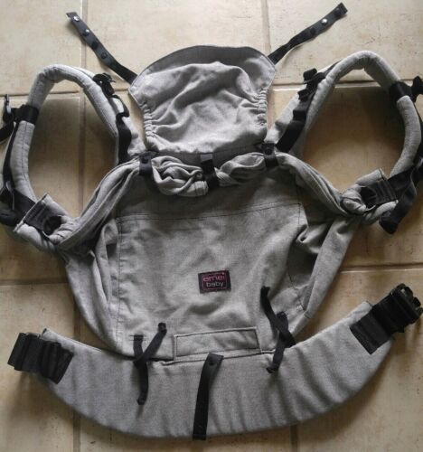 Emeibaby baby carrier Gray; hybrid buckle ring carrier, babywearing, EUC