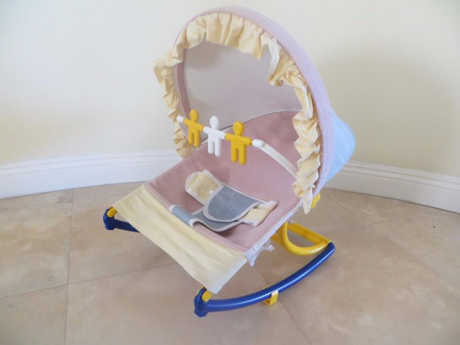 Infant Baby Rocker Seat Bouncer Chair Sleeper Checkers Unisex Yellow Blue Red