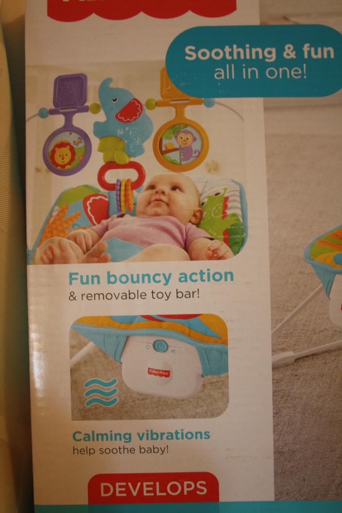 Fisher Price Baby's Bouncer Animal Kingdom Seat Vibrating Infant Chair Elephant