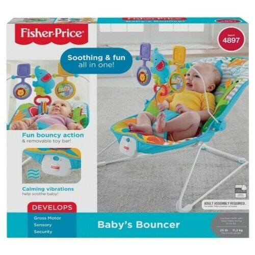 Fisher Price Animal Kingdom Baby Bouncer Seat Vibrating Infant Chair Elephant