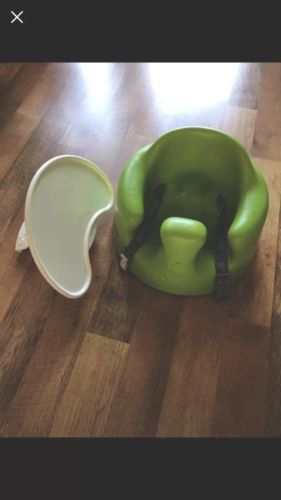 Bumbo floor seat with safety straps and removeable tray, neutral lime green