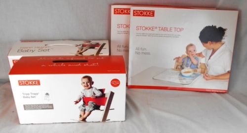 Lot of 2 Stokke Tripp Trapp Baby Sets & 2 Table Top Trays