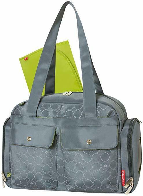 NEW Fisher-Price Diaper Bag Gray Circles - Brand New With Tags