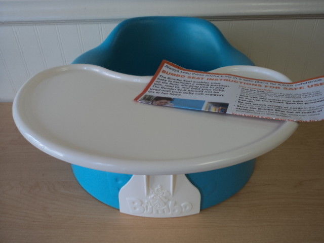 Bumbo Baby Floor Seat Chair Blue With Tray & New Safety Straps