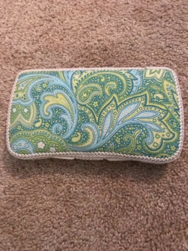 Custom Blue Green Paisley Embroidered Wipes Case Container