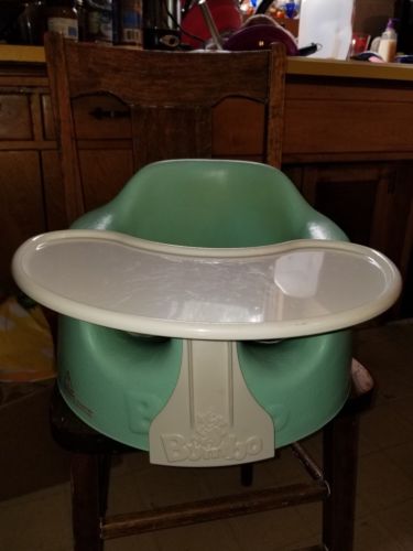 Bumbo Baby Floor Seat Chair light green With Safety Straps And Tray