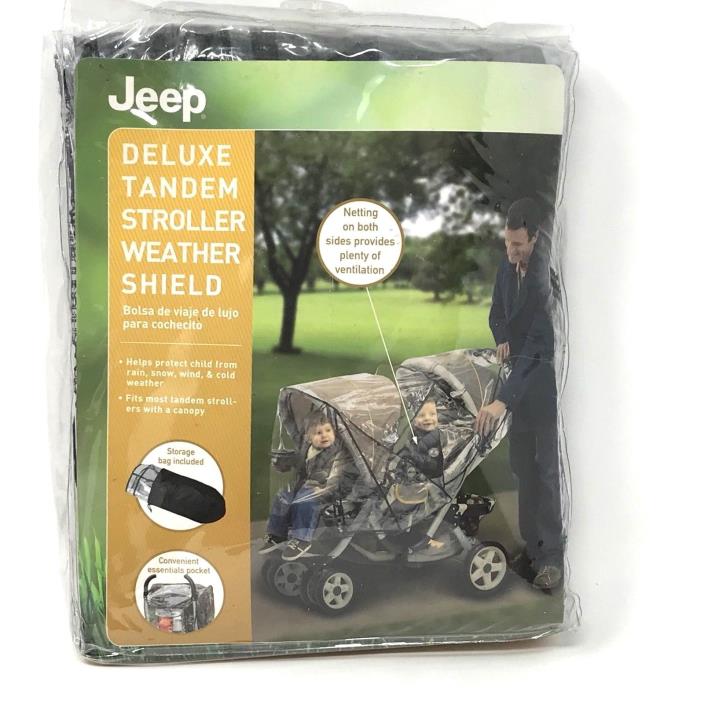 Jeep Deluxe Tandem Stroller Weather Shield Jogging Twin Clear View Mesh Sides