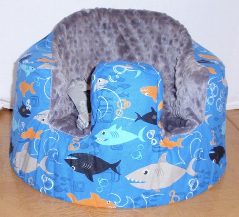 NEW Bumbo Floor Seat COVER-Shark Infested Blue-Safety Strap Ready