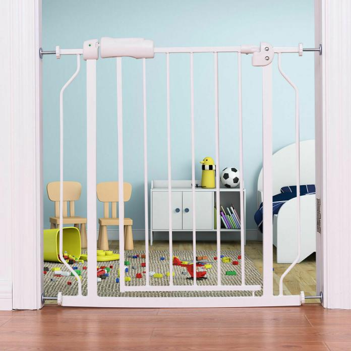 Baby Safety Gate Door Walk Through Child Toddler Pet Metal Easy Locking System