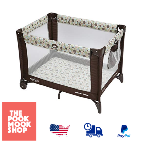 Portable Playard Baby Playpen Crib Compact Automatic Folding Feet Wheels Aspery