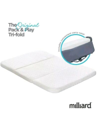 Milliard Pack and Play Mattress - 38”x26” for Baby - Folds Into Bonus Carry Bag