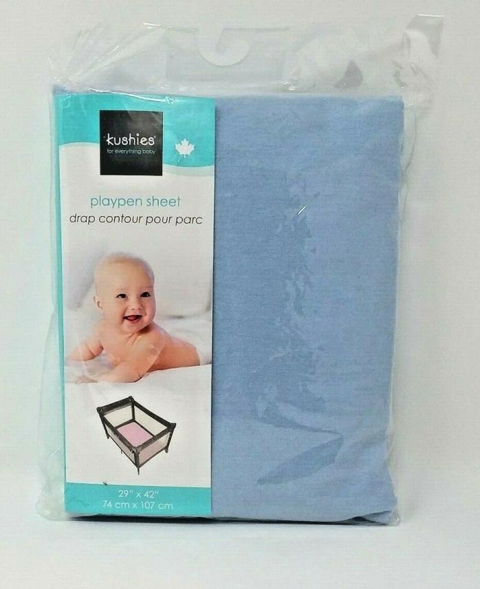 Kushies Portable Play Pen Fitted Flannel Sheet, Blue - NEW - FREE SHIPPING
