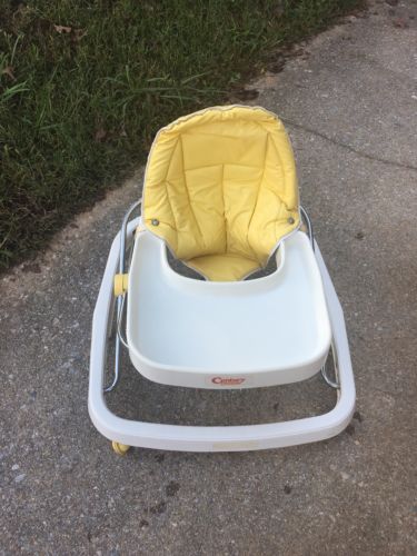 Century Super Coupe vintage 1970s Yellow baby walker Feeder Adjustable 6 Wheels