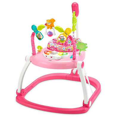 Fisher Price Jumperoo Floral Confetti Space Saver Bouncing Infant Walker, Pink