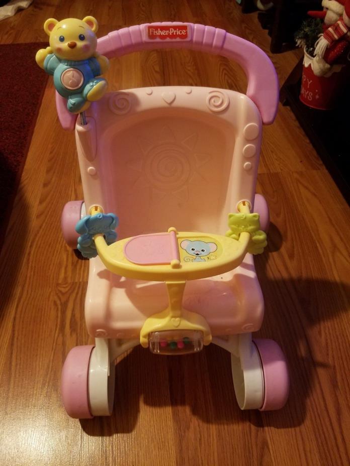 Fisher-Price Stroll Learn Walker Pink Kids Girls Toy Baby Doll Stroller Gift