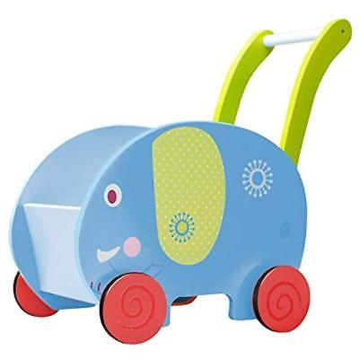 Labebe Push & Pull Toys Baby Walker Wheel, Blue Elephant Walker, 2-in-1 Wooden