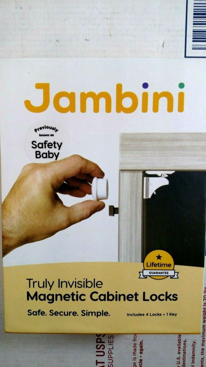 Jambini Truly Invisible Magnetic Cabinet Locks Child Baby Safety 4 Locks + 1 Key