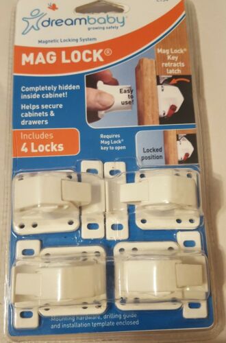 DreamBaby Mag Lock 4 pk - Child Proof Safety Magnetic Cabinet Door Locks L154